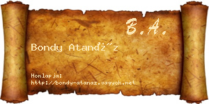 Bondy Atanáz névjegykártya